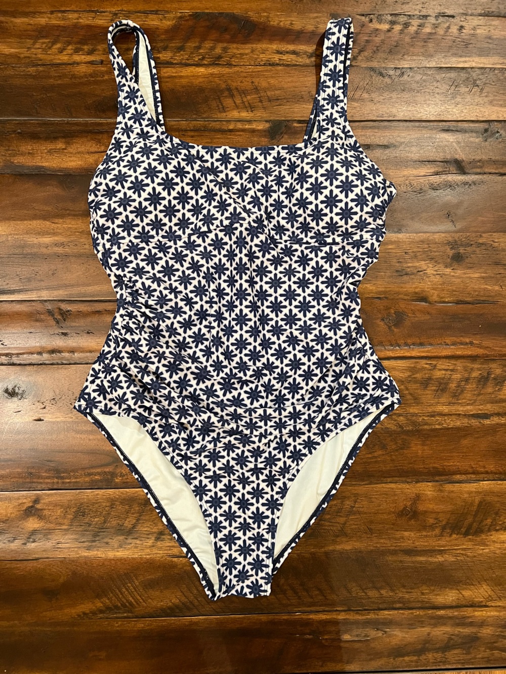 Cupshe Navy Blue Geo Print Square neck swimsuit